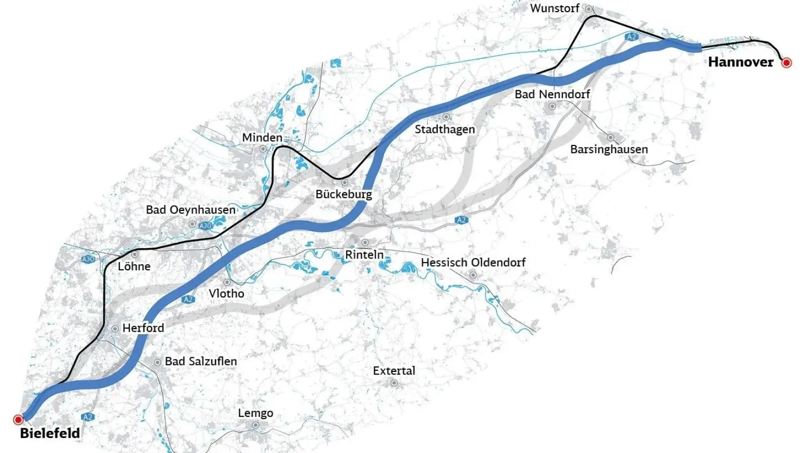 Die Planungsversionen 5 und 6 hätten für die Samtgemeinde Nienstädt die größten Auswirkungen. (Foto: Deutsche Bahn)